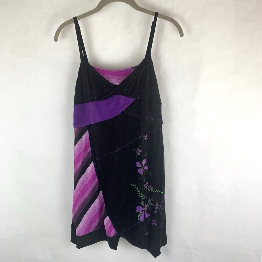 VTG Y2K Tank Top Babydoll Medium Fairy Grunge Whimsigoth Mini Dress Floral Forla